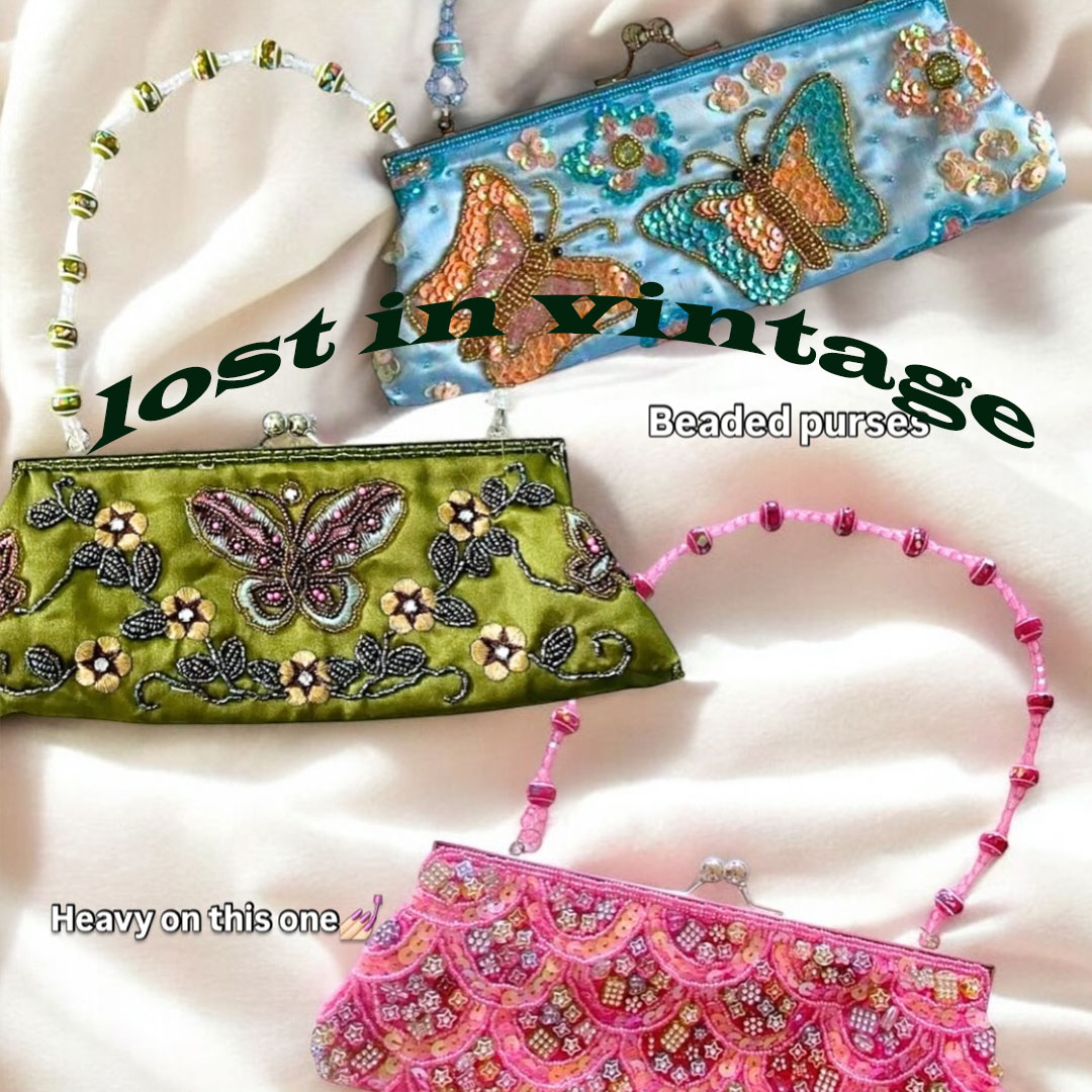 Women'S Vegan Bags - Zagubiony w Vintage ręcznie haftowany brokat