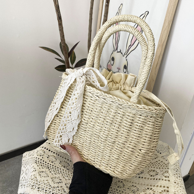 Women'S Bags Holiday - Damska torebka ze słomy tkanej ze