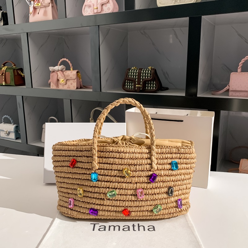 Women'S Bags Holiday - Letnia torebka ze słomy ręcznie tkana