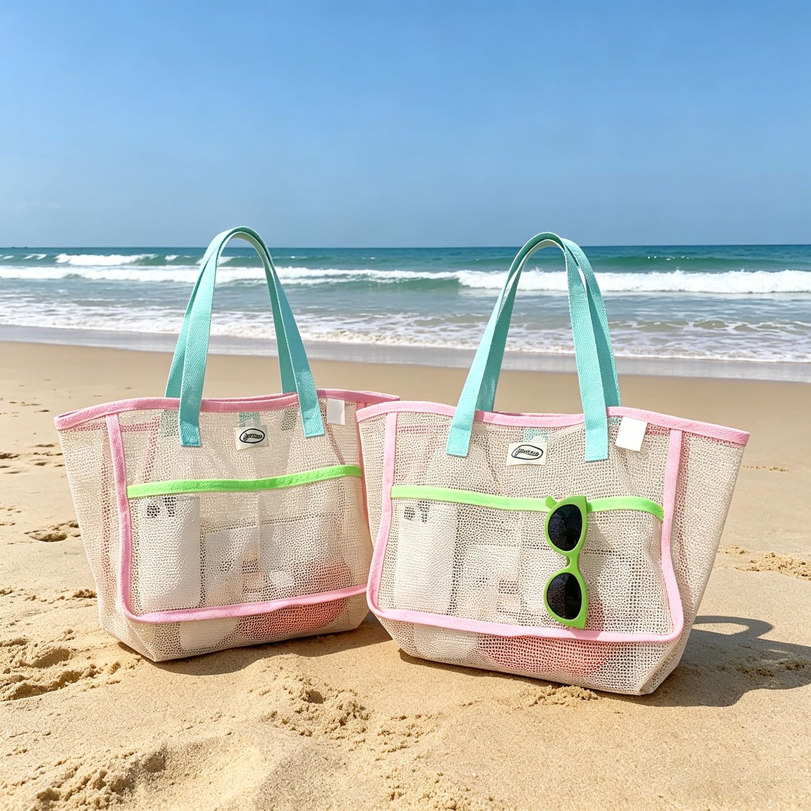 Women Bags Daily Use - Torby plażowe damskie, kolorowe, składane, siatkowe