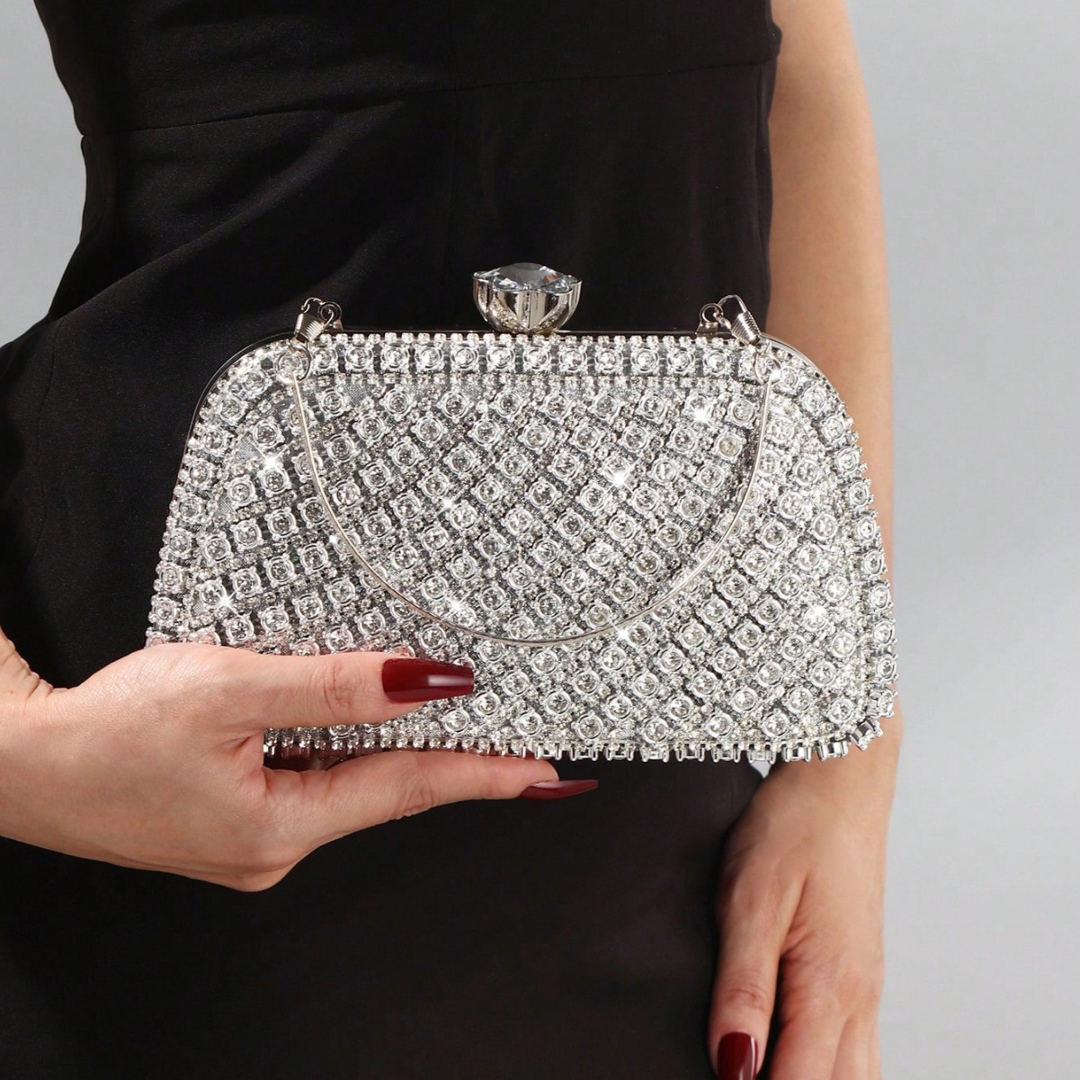 Women Bags Aldo - Luksusowe Diamentowe Brokatowe Torebki Wieczorowe Srebrne