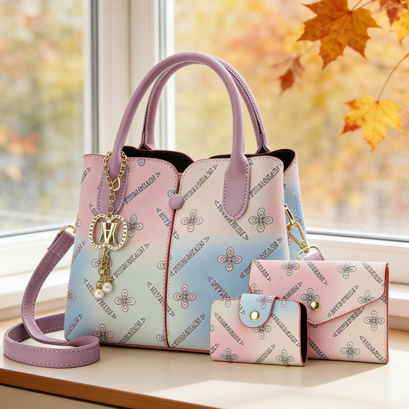 Women Bags Crossbody - Gradientowy damski zestaw trzyczęściowy z torebką,